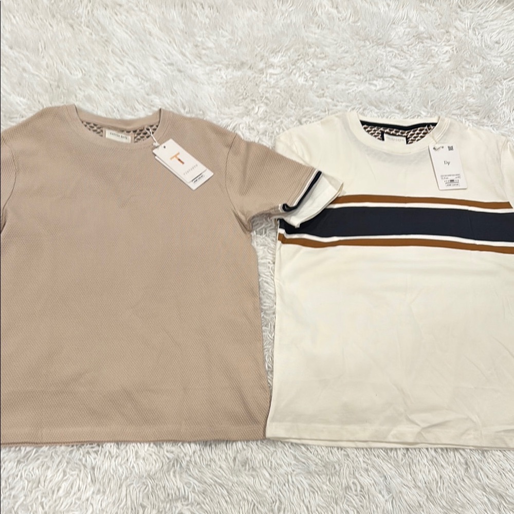 NWT Tan and White T-Shirt Set